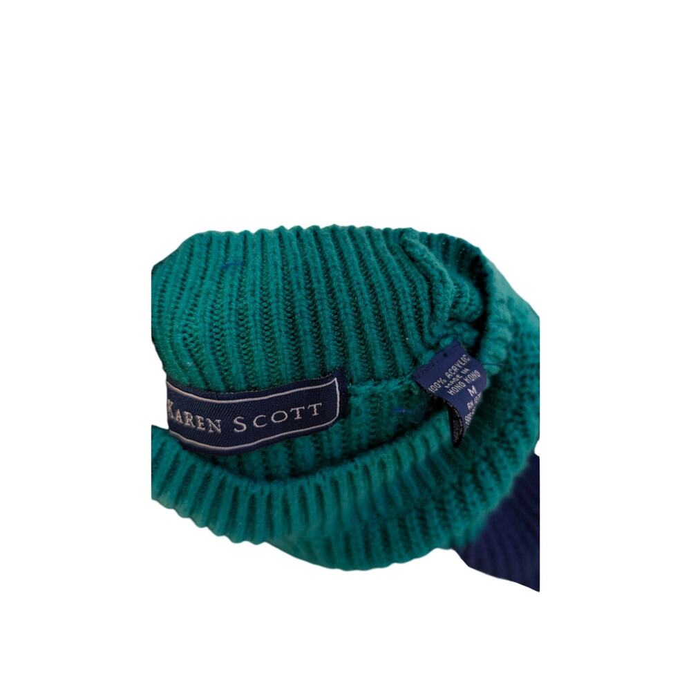 Karen Scott Colorblock Sweater Women’s Small Green Navy Blue - Picture 4 of 4
